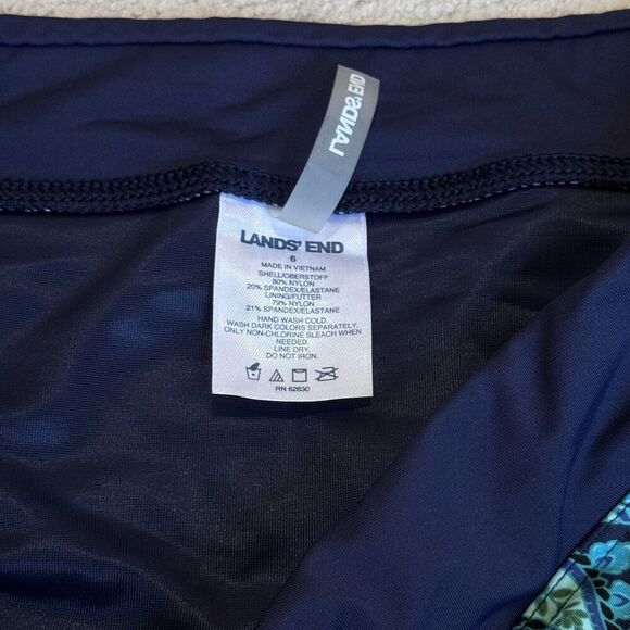 Lands End Navy Blue Paisley Blouson Tankini Top & Bottoms Swimsuit 6D - Picture 6 of 6